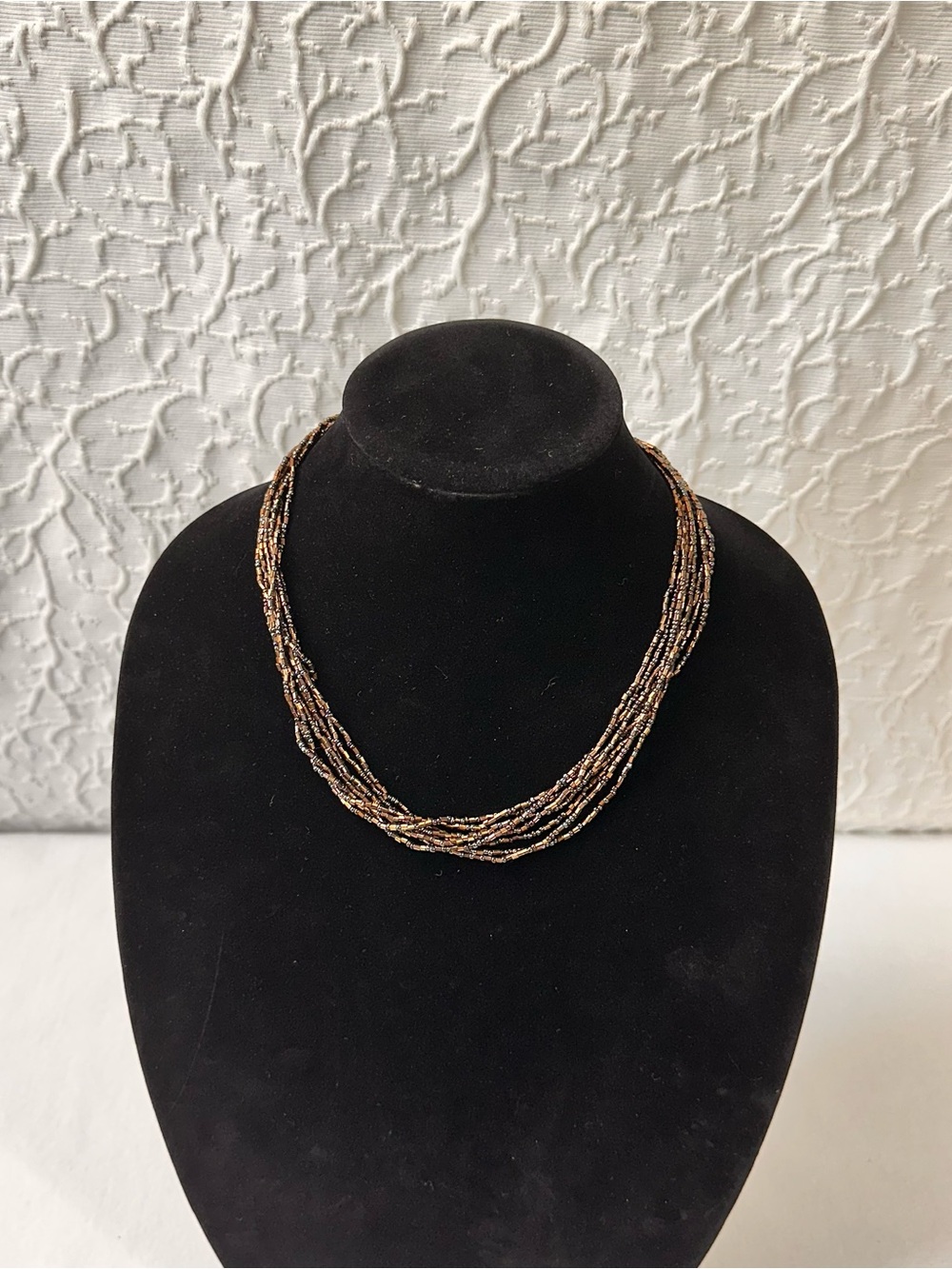 Beaded Multi-Strand Necklace - Bronze and Black